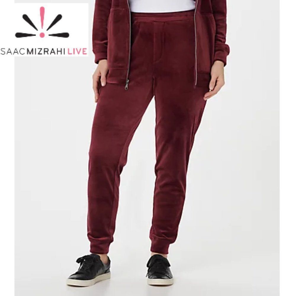 Isaac Mizrahi Soho Velvet Joggers Pants Size XLP NWOT